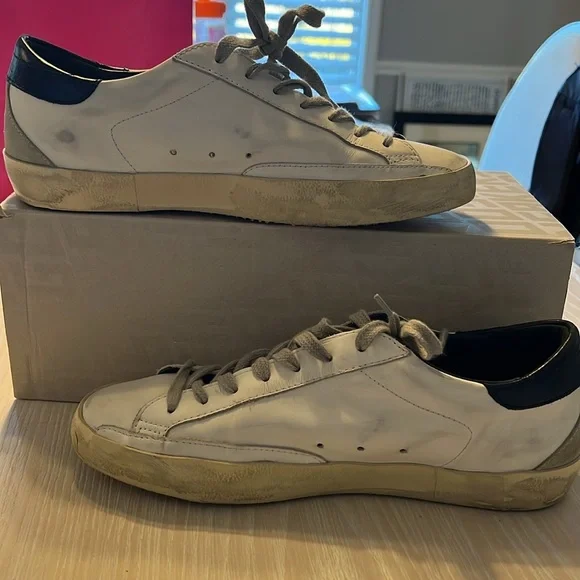 Golden Goose White and Blue Women's Sneakers - Picture 5 of 6